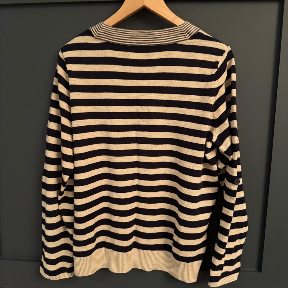 Tommy Hilfiger Navy and Cream Striped Sweater - Picture 2 of 8